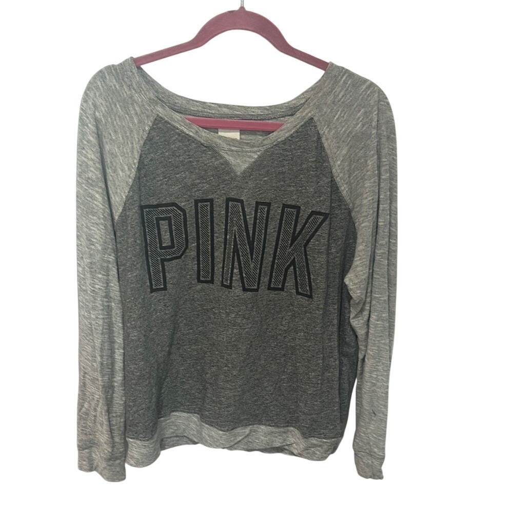 Gray PINK Long Sleeve Sweatshirt